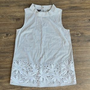 LAFAYETTE 148 Stripped Embroidered Tank Top